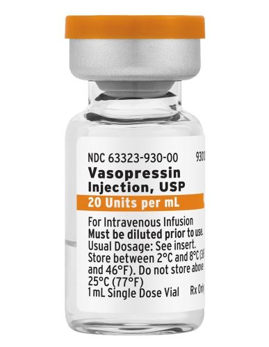 A. Image of US-Authorized Vasopressin Injection, USP, 20 units mL, Vial