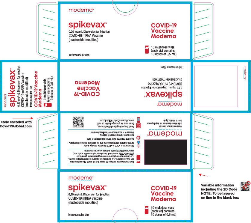 Étiquette des boîtes de SPIKEVAX