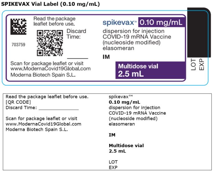 Spikevax Vial Label