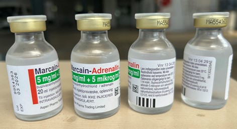 Image(s) of Marcain-Adrenalin with Danish-only labelling