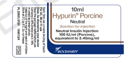 Image de l’étiquette du flacon d’Hypurin Porcine Neutral autorisé au Royaume-Uni