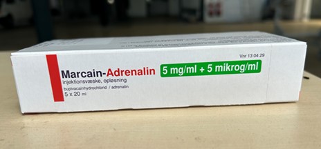 Image(s) of Marcain-Adrenalin with Danish-only labelling