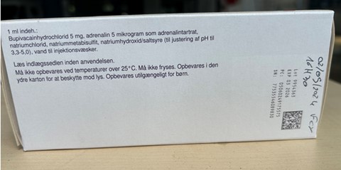 Image(s) of Marcain-Adrenalin with Danish-only labelling