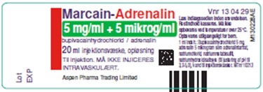 Image(s) of Marcain-Adrenalin with Danish-only labelling