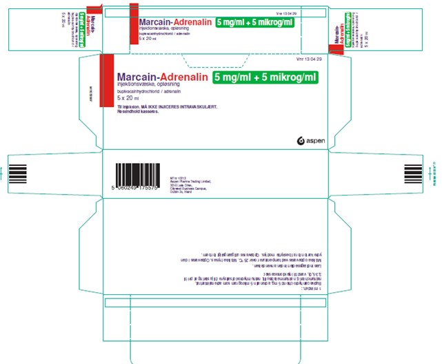 Image(s) of Marcain-Adrenalin with Danish-only labelling