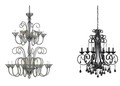 9151 Guilia chandelier (large, smoke) and 9065 Ovation chandelier (black)