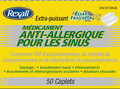 Médicament anti-allergique pour les sinus extra-puissant de marque Rexall (50 caplets)