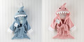 Hooded shark robes in blue and pink
