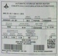 Water heater rating label