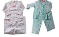 Baby Girls' flannel pyjama set – elephants and hearts, white and turquoise