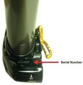 Location of the serial number on the under-side of the valve body below the HSR adjuster