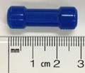 Photo of 2.7 cm long blue plastic cylinder rod. The rod has “MAGNETiX” stamped on two opposing sides along the centre of the rod on a small flat section.  A transparent ruler is under the rod with cm and mm markings from 0 to 3.1 cm.
