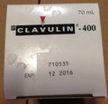 Antibiotique liquide oral Clavulin-400 : sommet de la boîte
