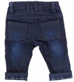Rear of blue denim pants