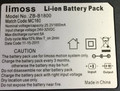 Label on bottom side of recalled Limoss AKKU-PACK battery power pack