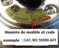 Ventilateur Casablanca, étiquette avec le numéro de modèle et le code de fabrication