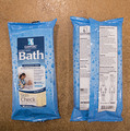 Vues avant et arrière des lingettes nettoyantes sans parfum Comfort Bath, paquet de huit, no de réapprovisionnement 7903