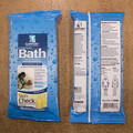 Vues avant et arrière des lingettes nettoyantes sans parfum Comfort Bath, paquet de cinq, no de réapprovisionnement 7956