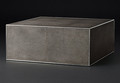 Smythson Shagreen square coffee table in smoke and steel