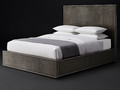 Smythson Shagreen bed without footboard in smoke and steel