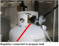 Regulator connected to propane tank