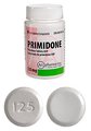 Bottle of 100 (125 mg) Primidone tablets, as well as two 125 mg tablets, front and back