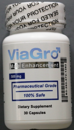 Produits non autorisés vendus pour améliorer la performance sexuelle - ViaGro 500 mg Male Enhancement, gélules