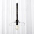 CB2 Colby Lacquered Wood and Glass Ceiling Pendant Light