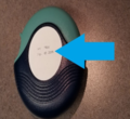 Ventolin Diskus plastic inhaler device with blue arrow pointing to “Lot 786G, Expiry 05 2019”