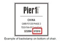 Location of backstamp with production date code  