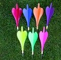 The lawn darts were sold in assorted colours including red, blue, yellow, purple, pink, orange, ivory and green.
