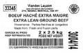 Viandes Lauzon brand Extra Lean Ground Beef - Label