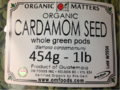 Organic cardamom seed whole green pods - 454 grammes