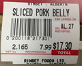 Rimbey Foods Ltd.: Sliced Pork Belly – Variable