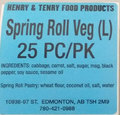 Henry and Tenry Food Products: Spring Roll Veg (L) - 25 pieces