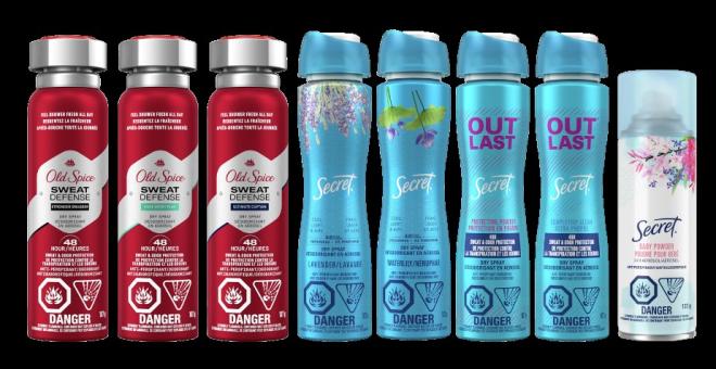 Old Spice and Secret Aerosol Spray Antiperspirant Products