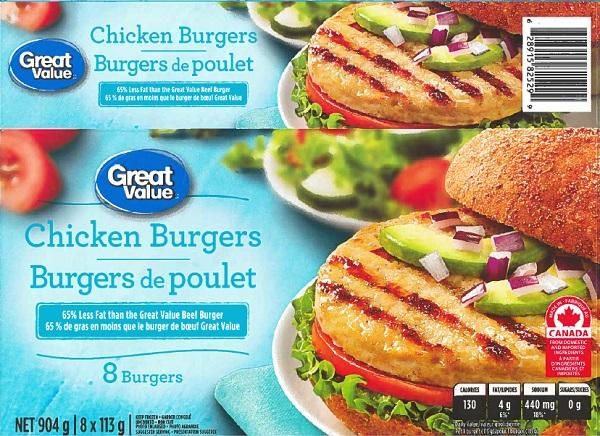 Great Value and Belmont Meats brand Chicken Burgers recalled due to undeclared egg