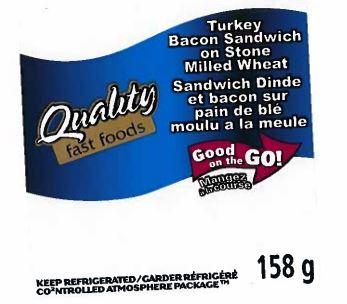 Quality fast foods: Turkey Bacon Sandwich on Stone Milled Wheat