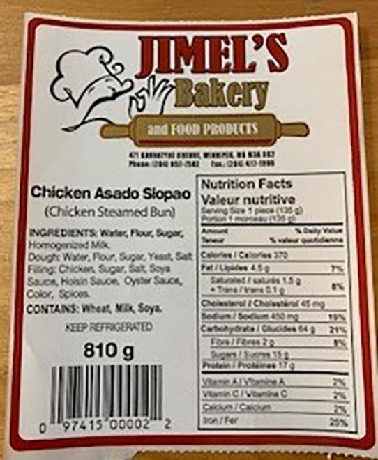 Chicken Asado Siopao - label