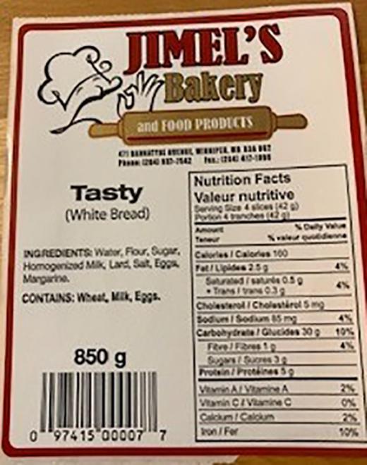Tasty (white Bread) - label