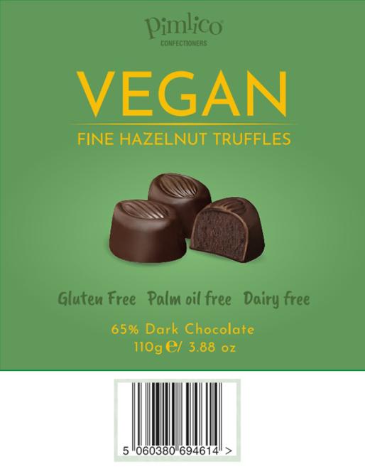 Pimlico Confectioners - Vegan Fine Hazelnut Truffles - 110g - label
