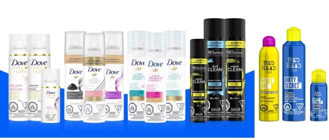 Certains lots de shampooings secs Bed Head TIGI, Dove et Tresemmé rappelés  en raison de la détection de benzène | SGC RAS