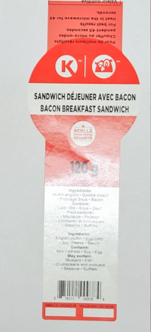 Circle K / Couche Tard - Bacon Breakfast Sandwich