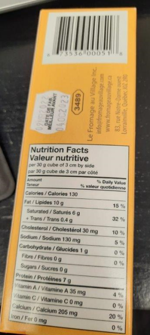 Le Fromage au Village - Le Cru du Clocher raw milk cheddar cheese - code