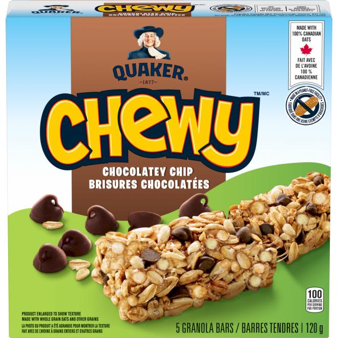 Quaker - Chewy Barres tendres Brisures chocolatées - 120 g (5 barres) - Avant