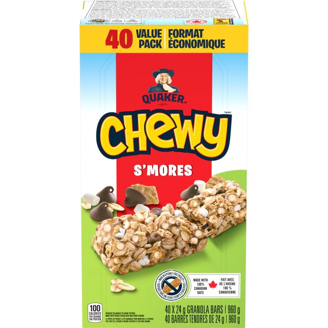 Quaker - Chewy Barres tendres S’mores (format économique) - 960 g (40 barres) - Avant