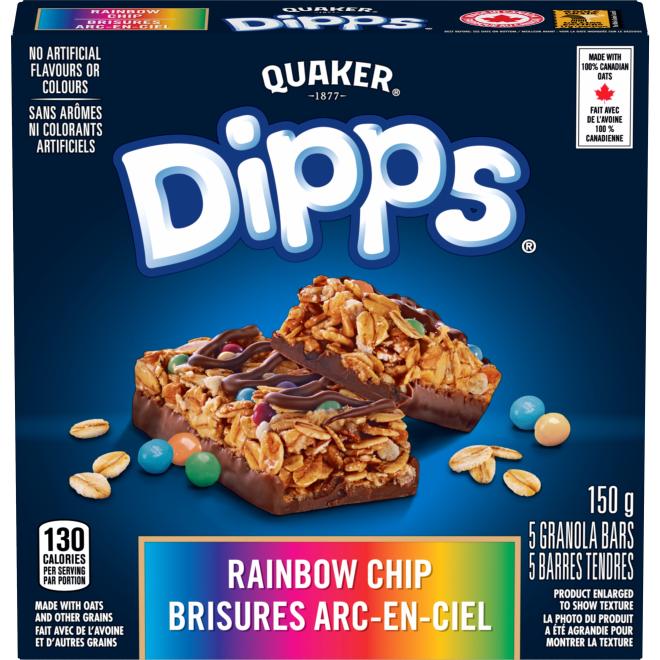 Quaker - Dipps Barres tendres Brisures arc-en-ciel - 150 g (5 barres) - Avant