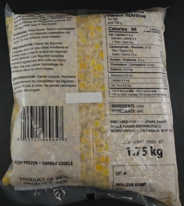 Eagle - Maïs congelé - 1,75 kg - Derrière