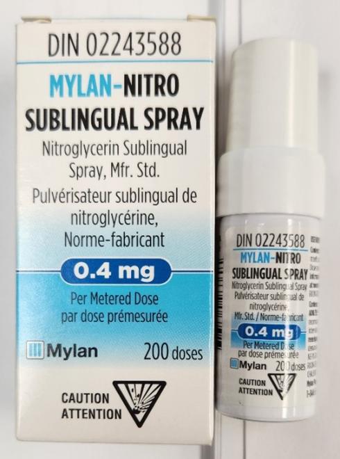 Pulvérisateur sublingual de nitroglycérine Mylan