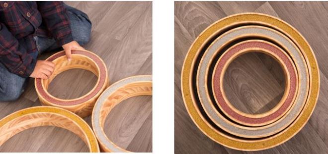 Anneaux pailletés gigognes en bois